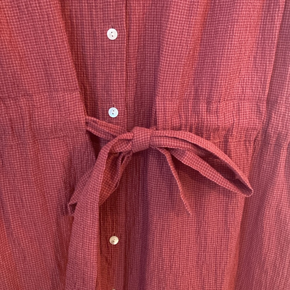 Free People Retro Romance Maxi Dress Red Gauze Button Front Tie Waist Size Small - Picture 7 of 7